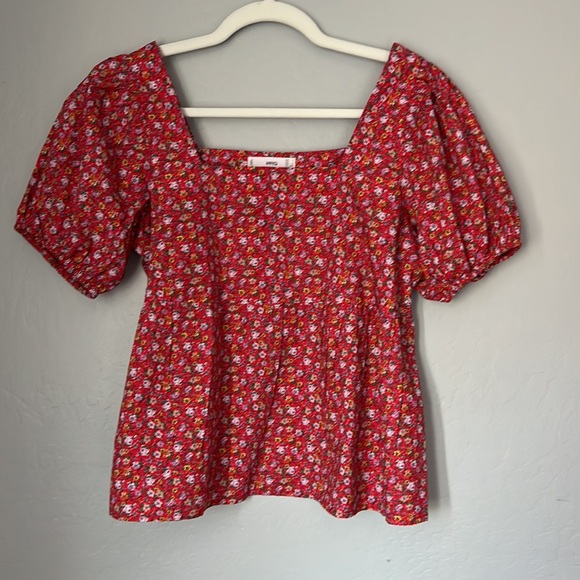 Mango square neck peplum blouse in vintage floral print - Picture 5 of 8